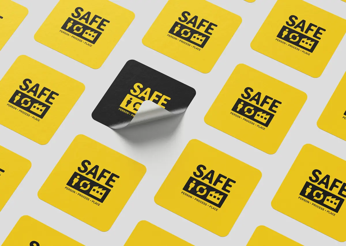 'Safe Person. Safe Place.': A branding initiative for CSBP. Utilising a bold yellow and black palette, encapsulating the essence of workplace safety, ensuring the message is both compelling and clear. 'Safe Person. Safe Place.': A branding initiative for CSBP. Utilising a bold yellow and black palette, encapsulating the essence of workplace safety, ensuring the message is both compelling and clear.