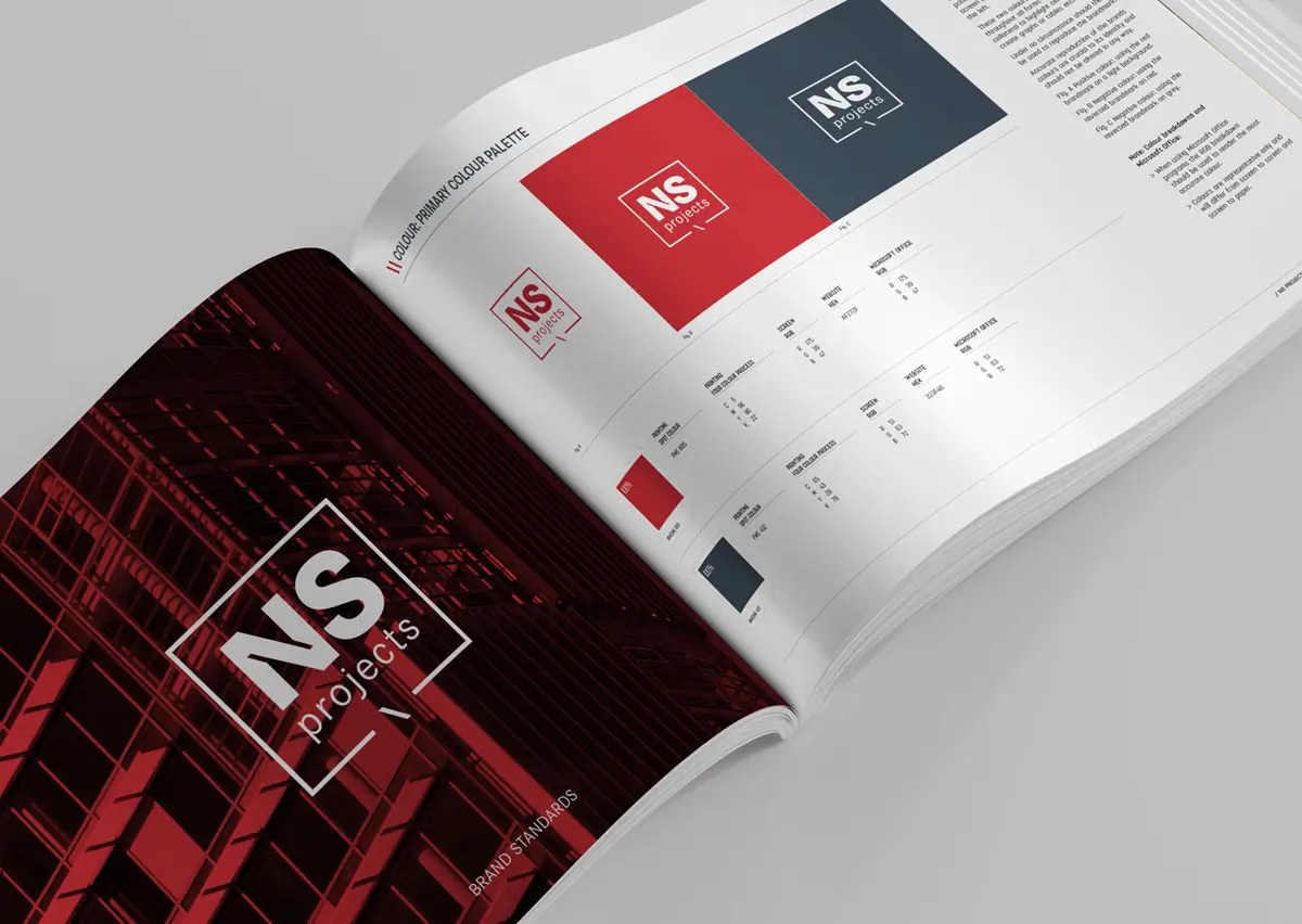 Style Guides Perth An in-depth brand style guide for NS Projects, documenting the brand rules and correct application of the brand identity.
